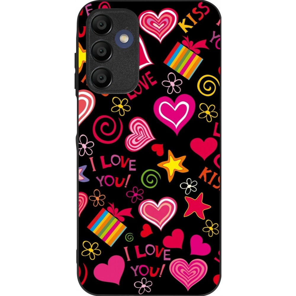 Samsung Galaxy A15 Case Hülle - Silikon schwarz Valentine 2023 love symbols