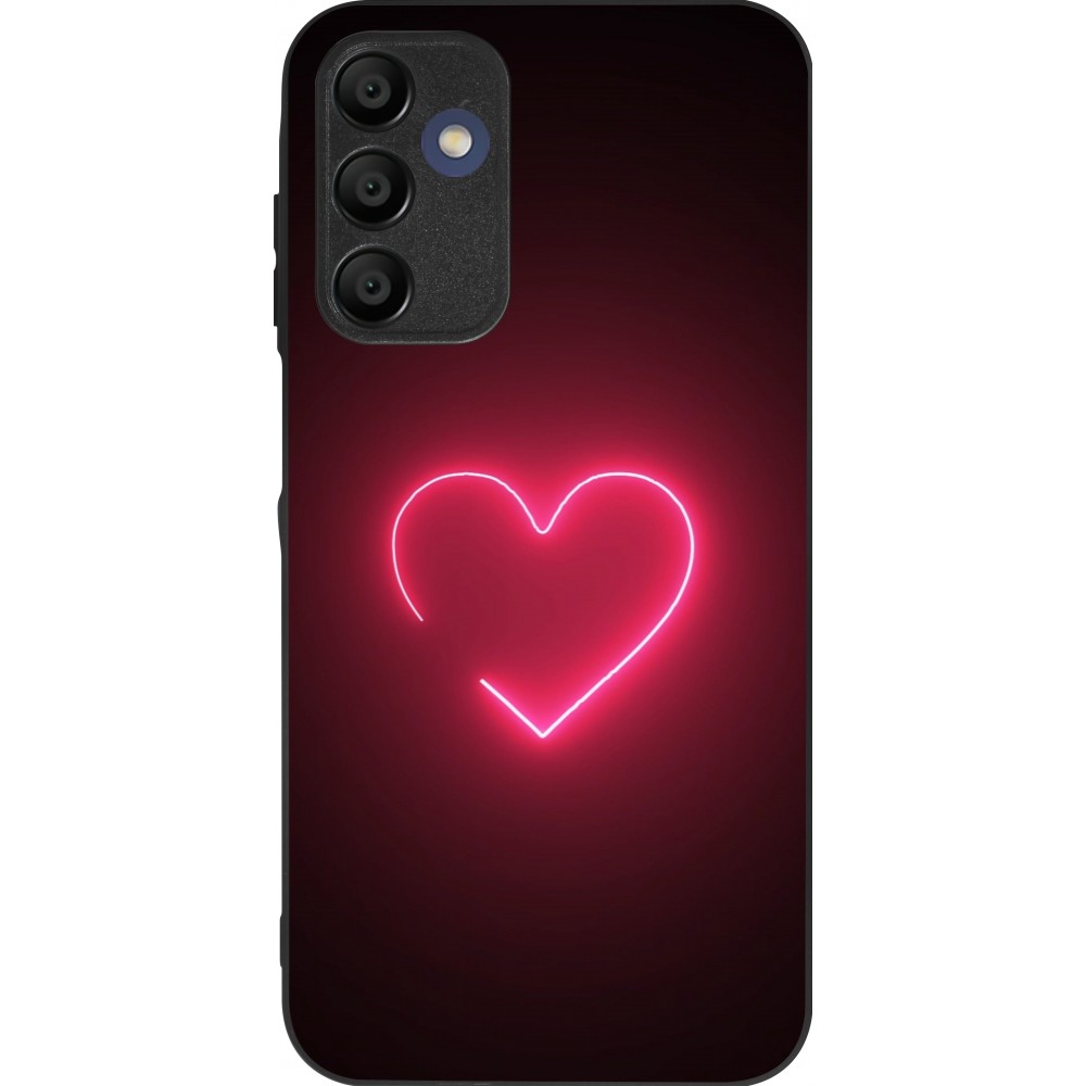 Samsung Galaxy A15 Case Hülle - Silikon schwarz Valentine 2023 single neon heart