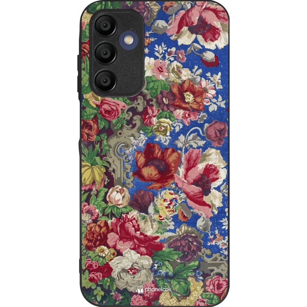 Samsung Galaxy A15 Case Hülle - Silikon schwarz Vintage Art Flowers