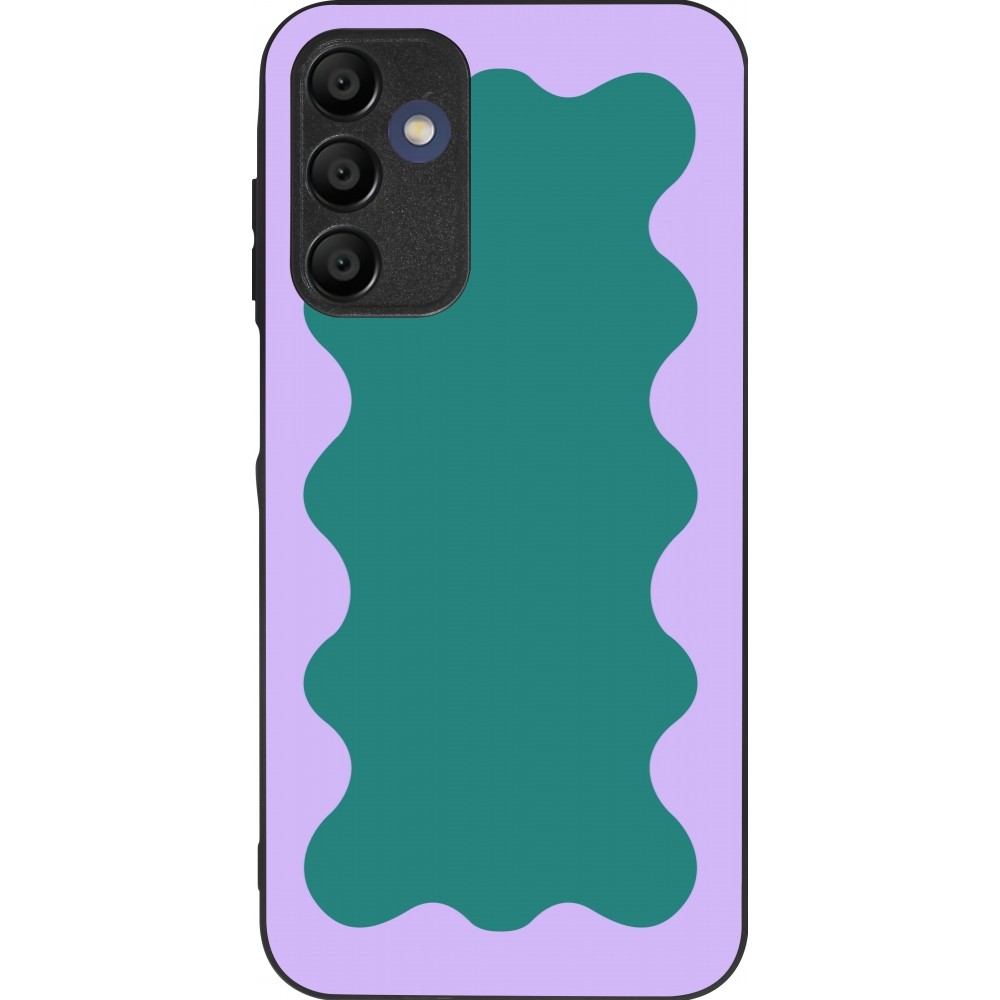 Samsung Galaxy A15 Case Hülle - Silikon schwarz Wavy Rectangle Green Purple