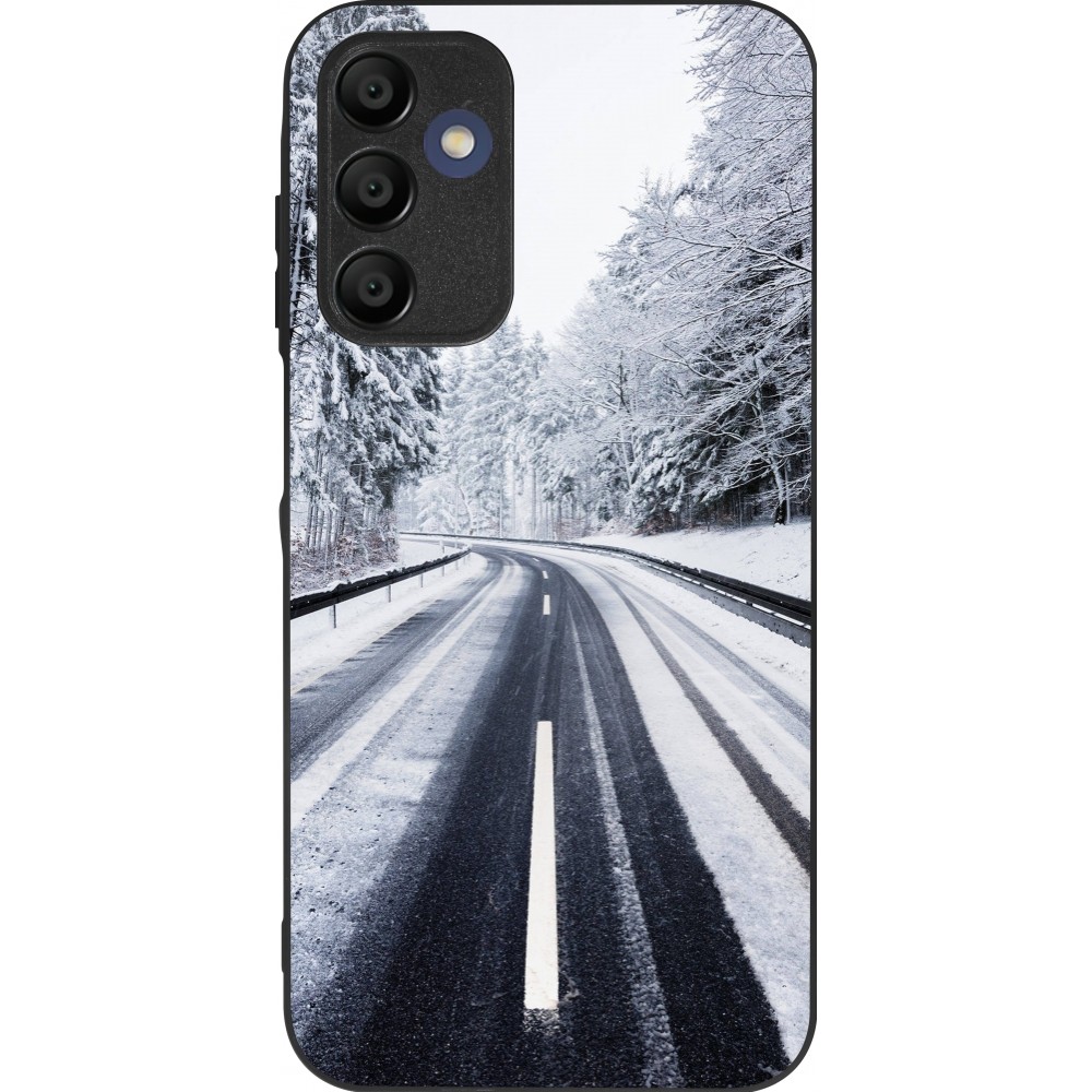 Samsung Galaxy A15 Case Hülle - Silikon schwarz Winter 22 Snowy Road