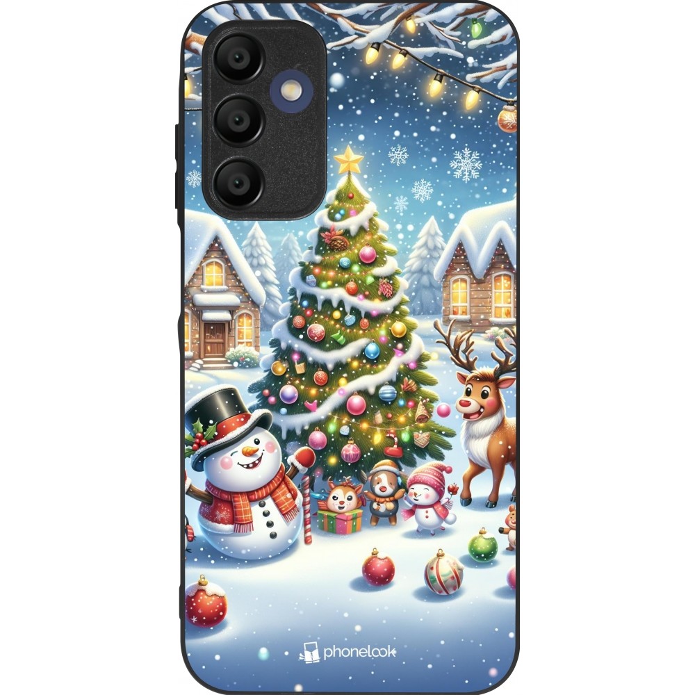 Samsung Galaxy A15 Case Hülle - Silikon schwarz Weihnachten 2023 Schneemann und Tannenbaum