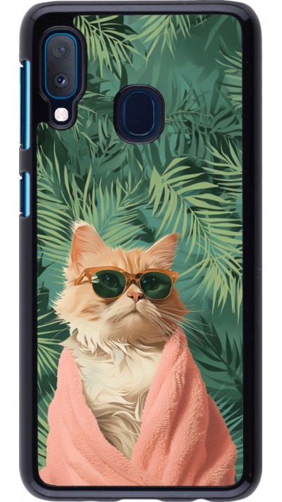 Samsung Galaxy A20e Case Hülle - Cat Summer Palms