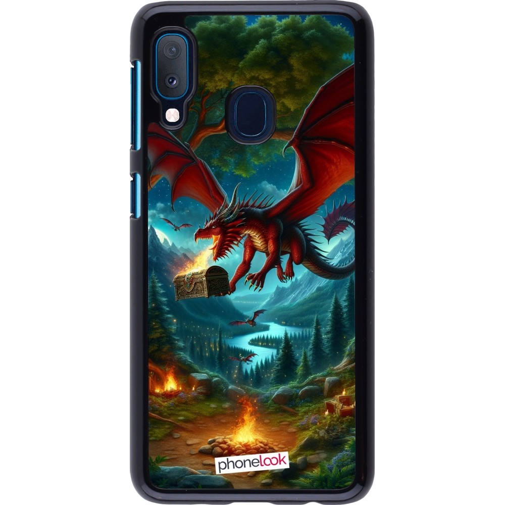 Samsung Galaxy A20e Case Hülle - Drache Fliegend Wald Schatz