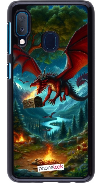 Samsung Galaxy A20e Case Hülle - Drache Fliegend Wald Schatz