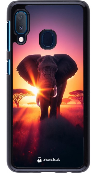 Samsung Galaxy A20e Case Hülle - Elefant Sonnenaufgang Schönheit