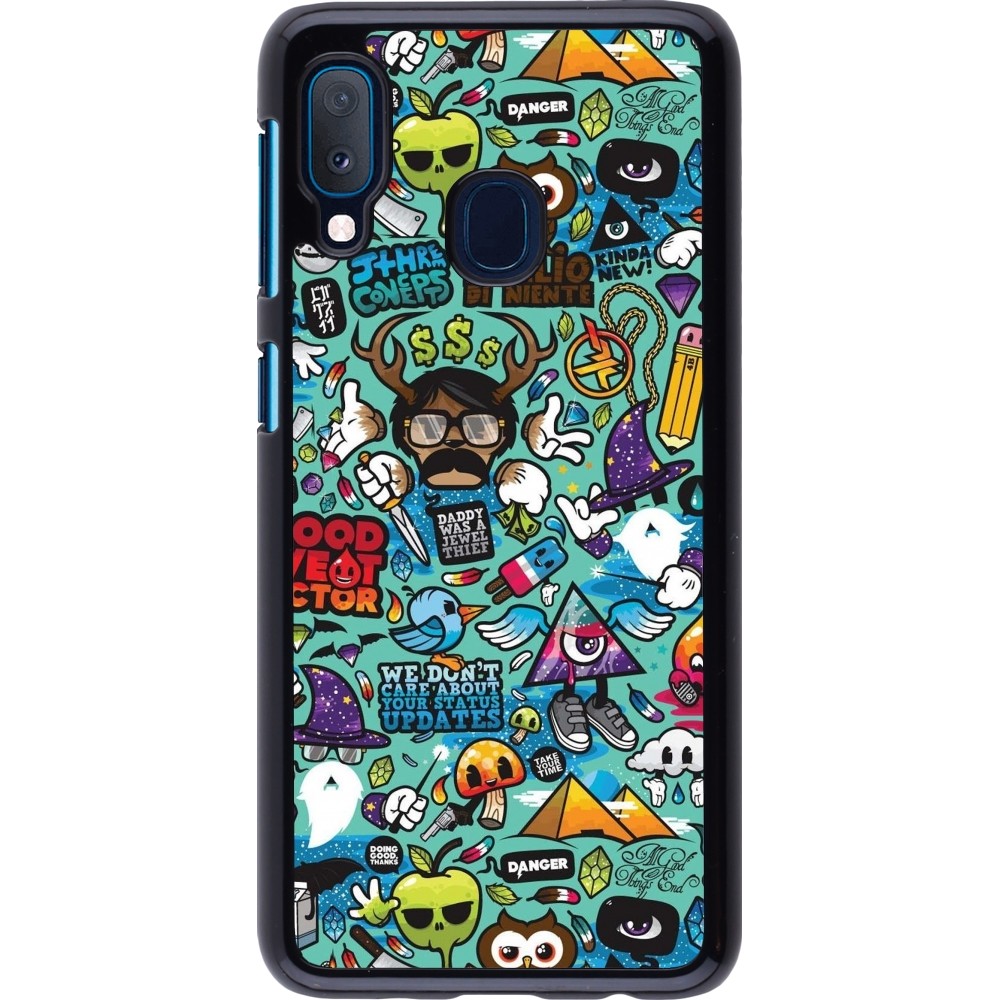 Samsung Galaxy A20e Case Hülle - Mixed Cartoons Turquoise