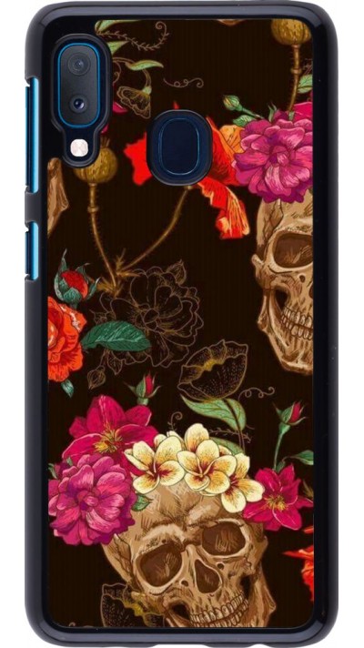 Hülle Samsung Galaxy A20e - Skulls and flowers