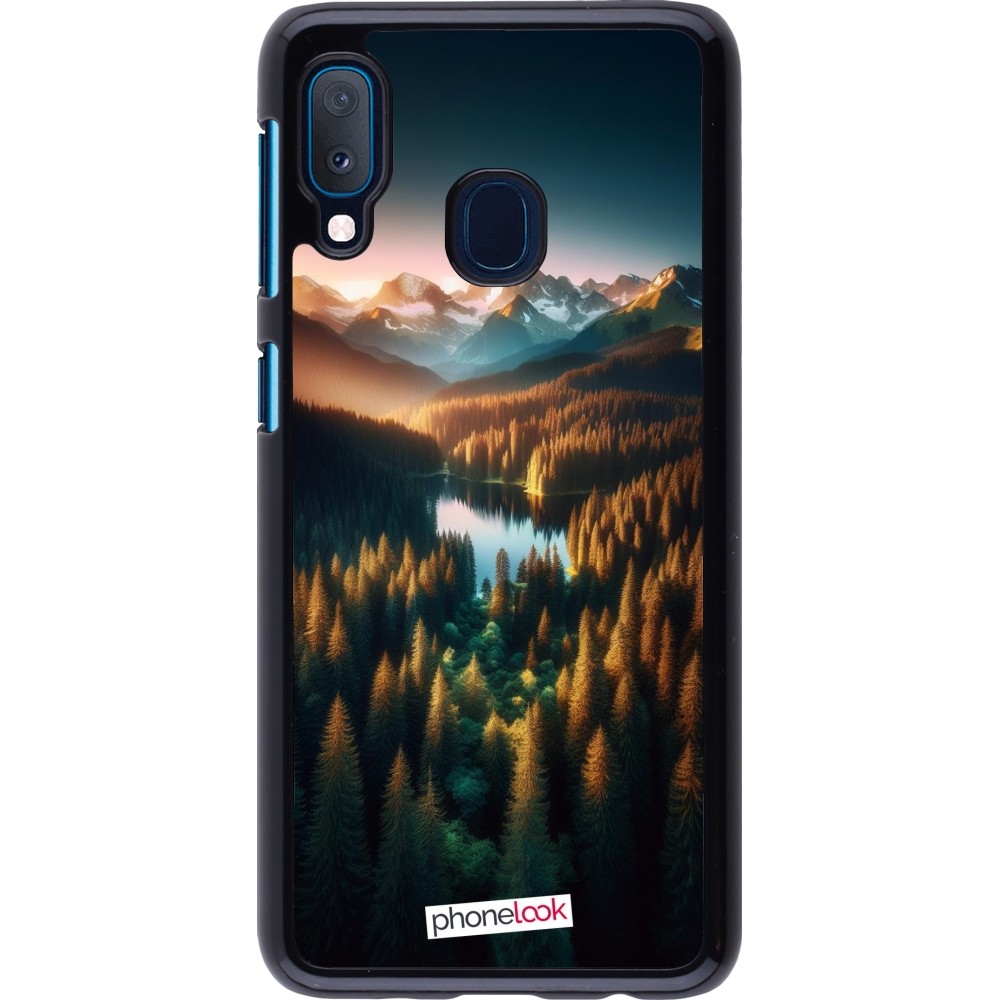 Samsung Galaxy A20e Case Hülle - Sonnenuntergang Waldsee