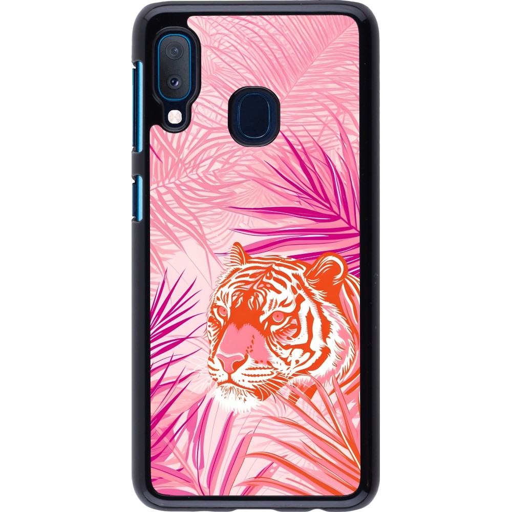 Samsung Galaxy A20e Case Hülle - Tiger Palmen rosa