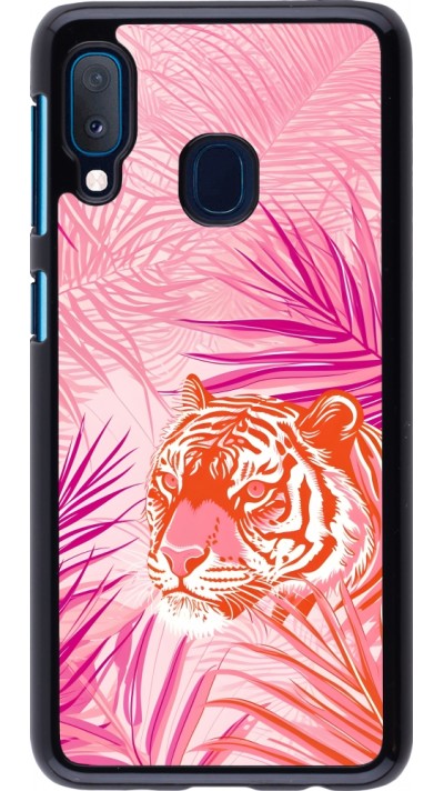 Coque Samsung Galaxy A20e - Tigre palmiers roses