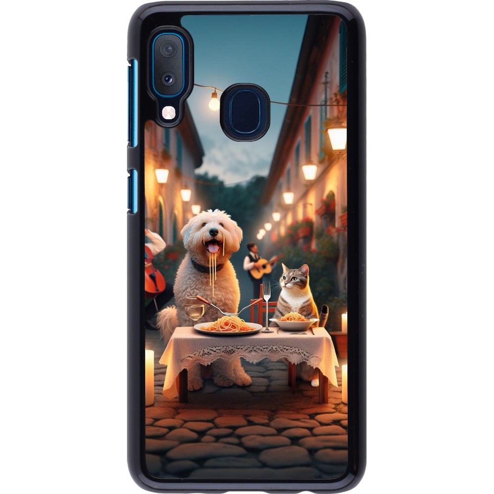 Samsung Galaxy A20e Case Hülle - Valentin 2024 Hund & Katze Kerzenlicht