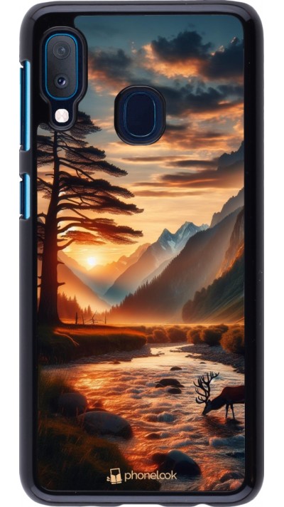 Samsung Galaxy A20e Case Hülle - Tal Sonnenuntergang Hirsch Baum