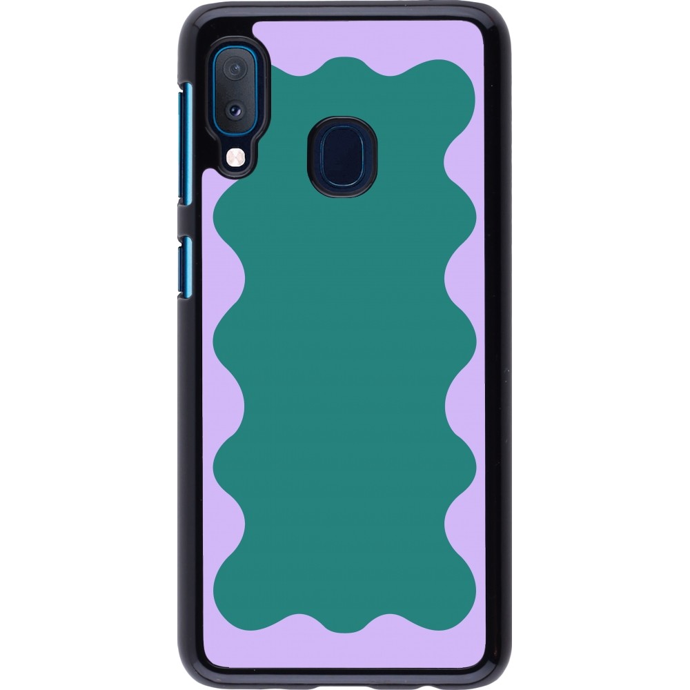 Samsung Galaxy A20e Case Hülle - Wavy Rectangle Green Purple