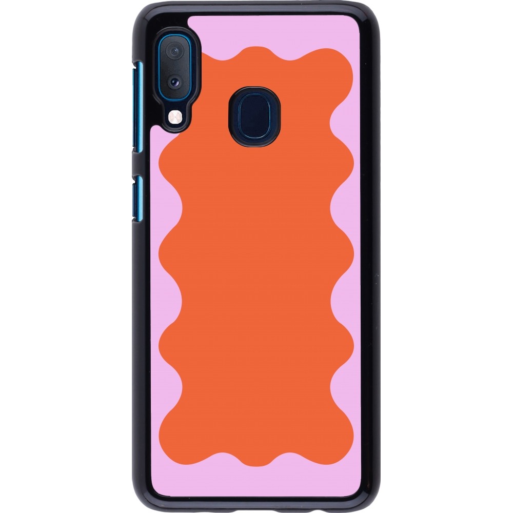 Samsung Galaxy A20e Case Hülle - Wavy Rectangle Orange Pink