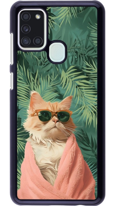 Samsung Galaxy A21s Case Hülle - Cat Summer Palms