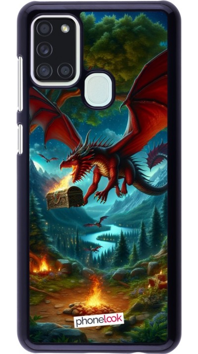 Samsung Galaxy A21s Case Hülle - Drache Fliegend Wald Schatz