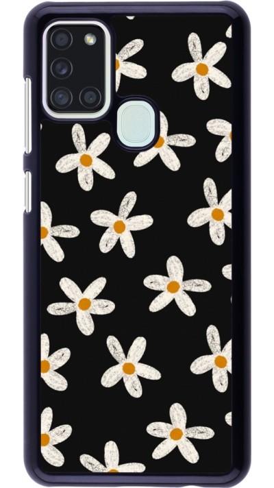 Samsung Galaxy A21s Case Hülle - Easter 2024 white on black flower