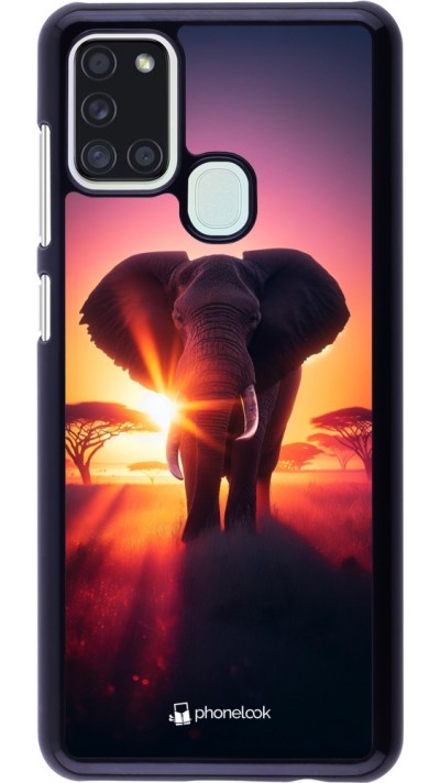 Samsung Galaxy A21s Case Hülle - Elefant Sonnenaufgang Schönheit