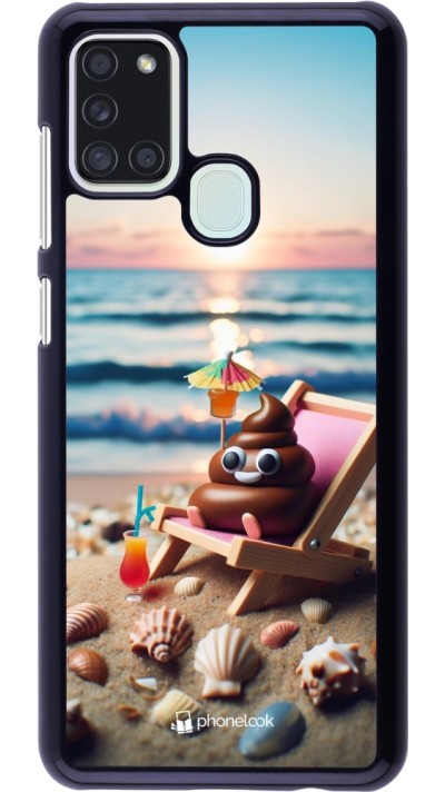 Samsung Galaxy A21s Case Hülle - Kackhaufen Emoji auf Liegestuhl