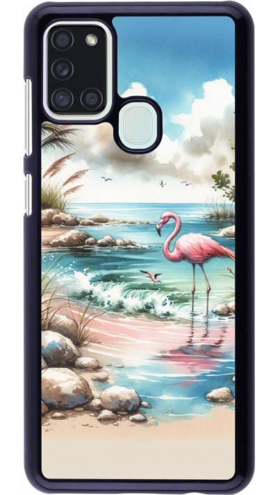 Samsung Galaxy A21s Case Hülle - Flamingo Aquarell