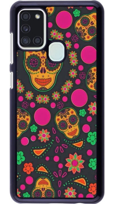 Samsung Galaxy A21s Case Hülle - Halloween 22 colorful mexican skulls