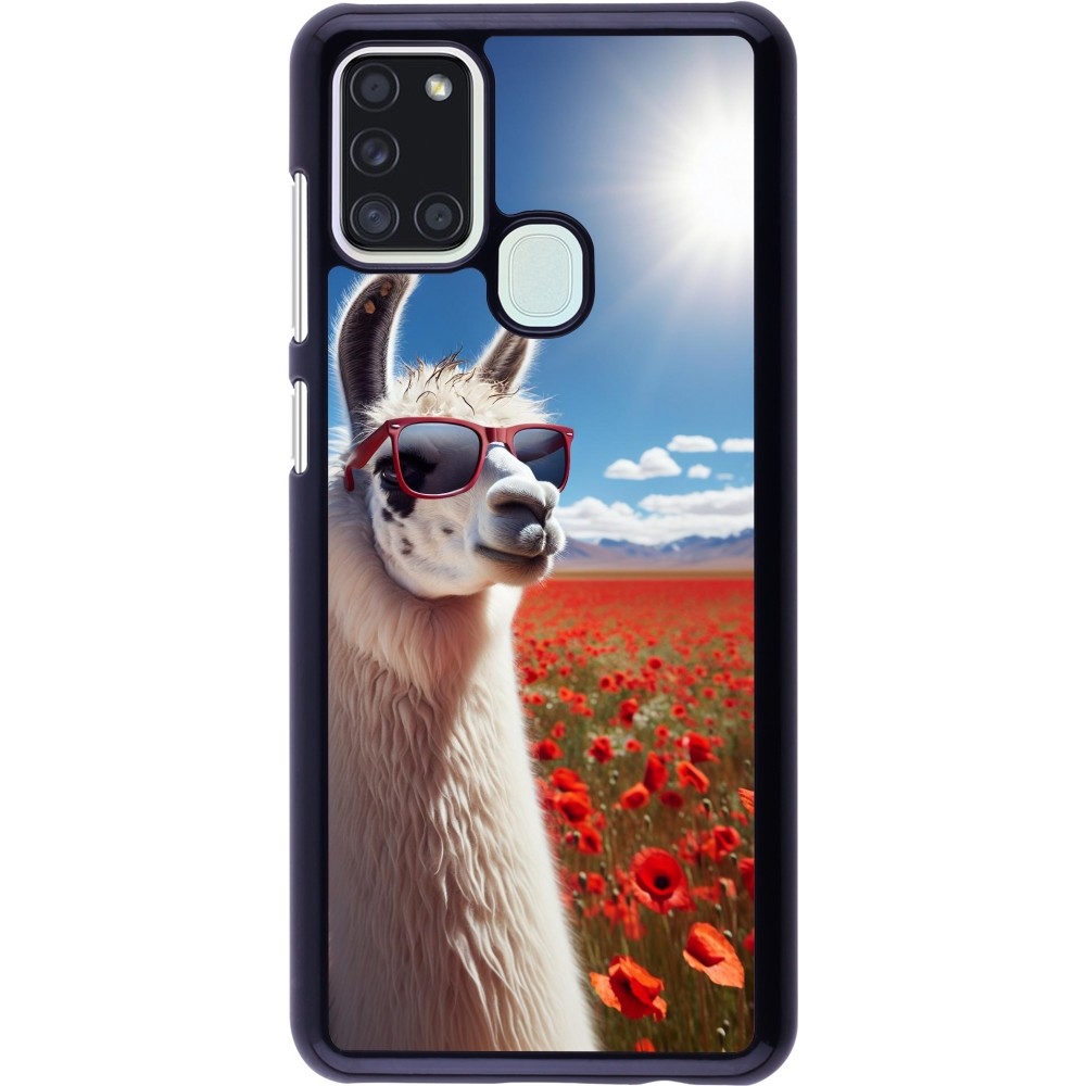 Samsung Galaxy A21s Case Hülle - Lama Chic in Mohnblume