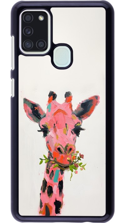 Samsung Galaxy A21s Case Hülle - Pink Girafe Paint