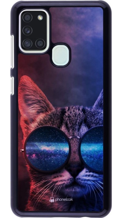 Hülle Samsung Galaxy A21s - Red Blue Cat Glasses