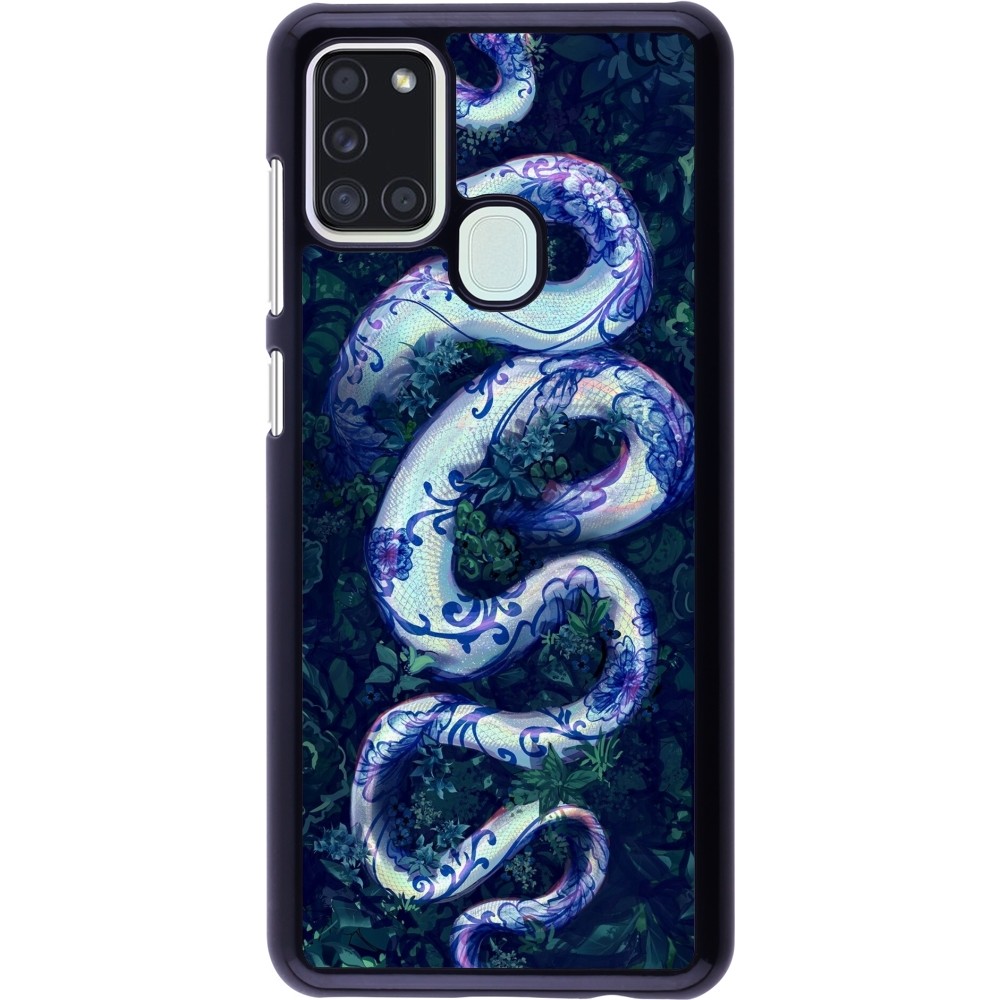 Samsung Galaxy A21s Case Hülle - Snake Blue Anaconda