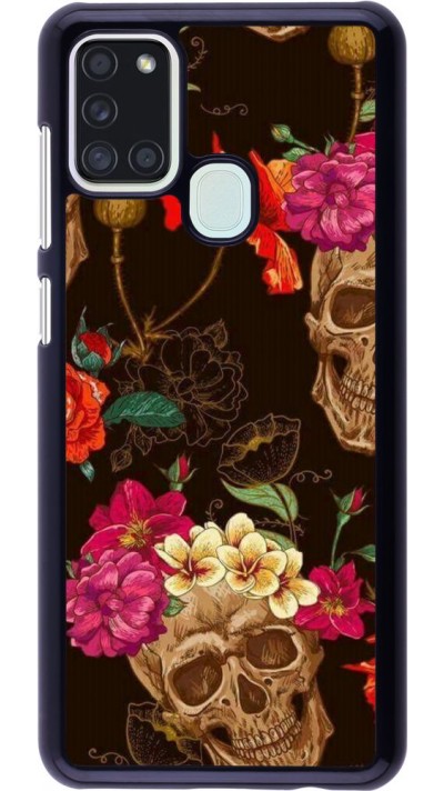 Hülle Samsung Galaxy A21s - Skulls and flowers