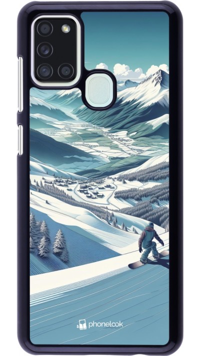 Samsung Galaxy A21s Case Hülle - Snowboarder Berg