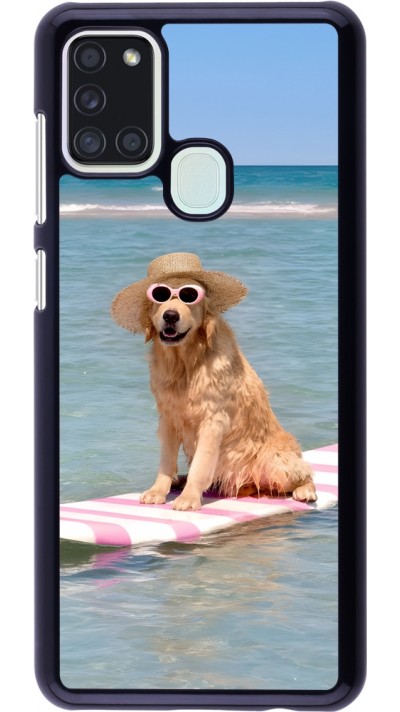 Samsung Galaxy A21s Case Hülle - Summer Dog on Paddle