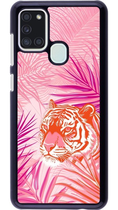 Samsung Galaxy A21s Case Hülle - Tiger Palmen rosa