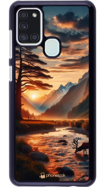 Samsung Galaxy A21s Case Hülle - Tal Sonnenuntergang Hirsch Baum