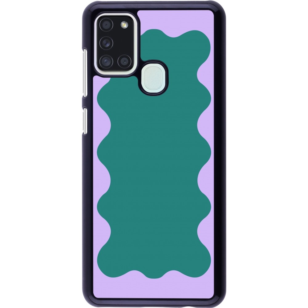 Samsung Galaxy A21s Case Hülle - Wavy Rectangle Green Purple