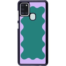 Samsung Galaxy A21s Case Hülle - Wavy Rectangle Green Purple