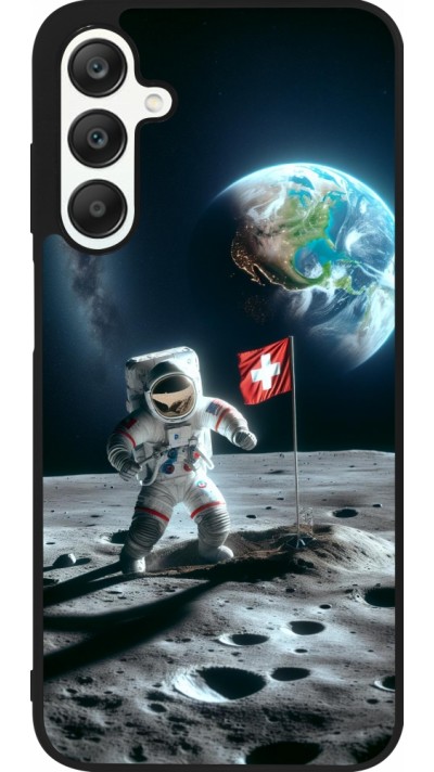 Samsung Galaxy A25 Case Hülle - Silikon schwarz Astro Schweiz auf dem Mond