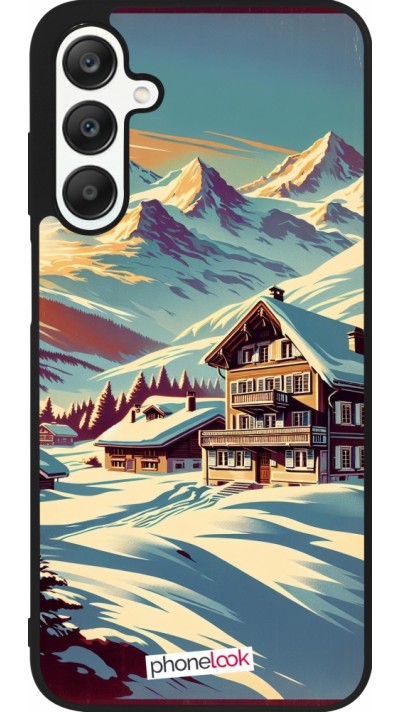 Samsung Galaxy A25 Case Hülle - Silikon schwarz Chalet Berg verschneit