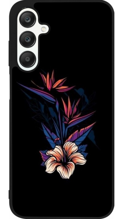 Samsung Galaxy A25 Case Hülle - Silikon schwarz Dark Flowers