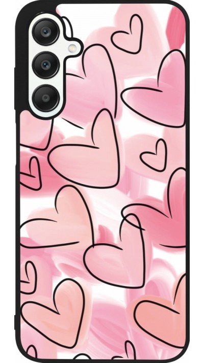 Samsung Galaxy A25 Case Hülle - Silikon schwarz Easter 2023 pink hearts