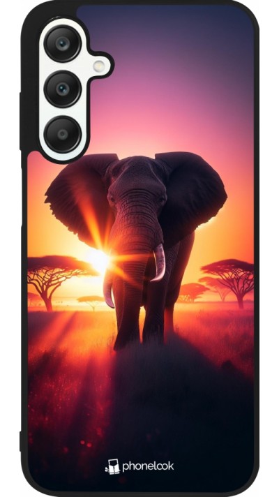 Samsung Galaxy A25 Case Hülle - Silikon schwarz Elefant Sonnenaufgang Schönheit