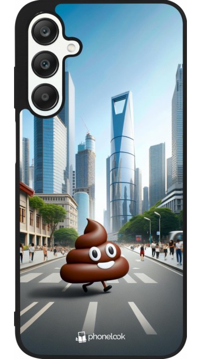 Samsung Galaxy A25 Case Hülle - Silikon schwarz Kackhaufen Emoji Spaziergang