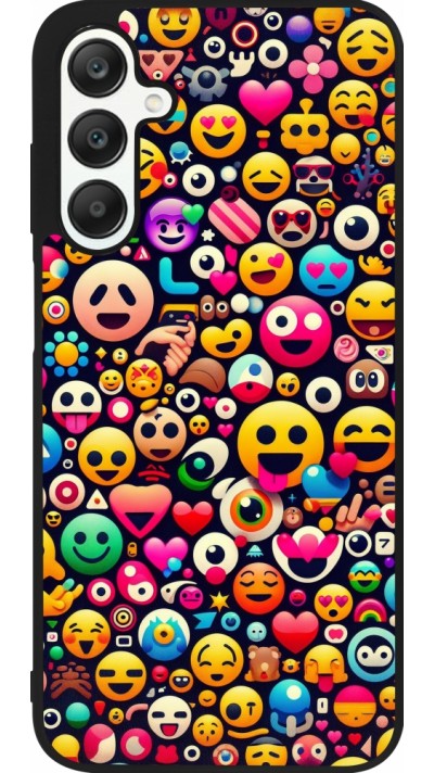 Samsung Galaxy A25 Case Hülle - Silikon schwarz Emoji Mix Farbe