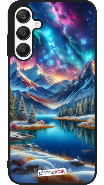 Samsung Galaxy A25 Case Hülle - Silikon schwarz Fantasiebergsee Himmel Sterne