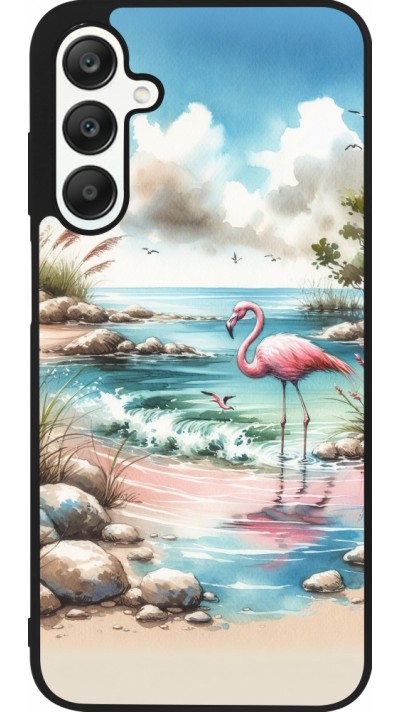 Samsung Galaxy A25 Case Hülle - Silikon schwarz Flamingo Aquarell