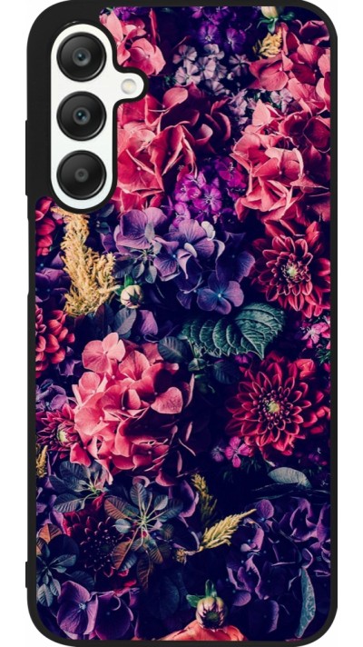 Samsung Galaxy A25 Case Hülle - Silikon schwarz Flowers Dark