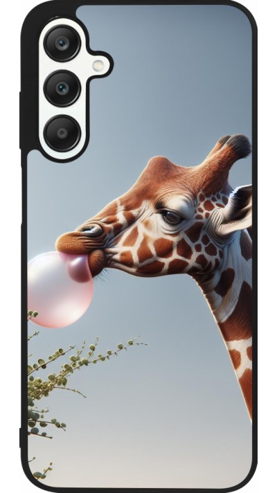 Samsung Galaxy A25 Case Hülle - Silikon schwarz Giraffe mit Blase