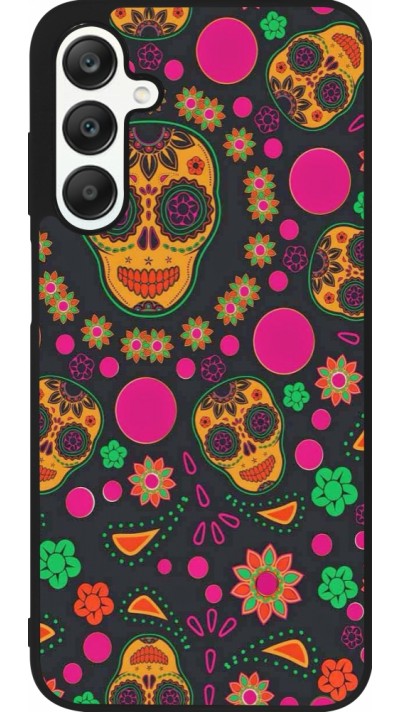 Samsung Galaxy A25 Case Hülle - Silikon schwarz Halloween 22 colorful mexican skulls