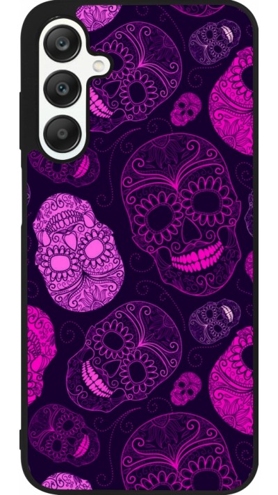 Samsung Galaxy A25 Case Hülle - Silikon schwarz Halloween 2023 pink skulls